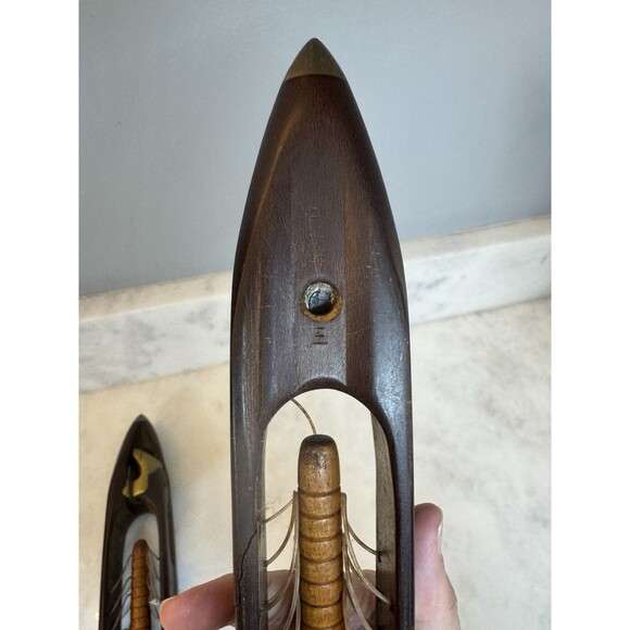 Vintage Draper Tru-Mold Wood Industrial Weaving Shuttle Candle Sconce Set - Picture 4 of 11